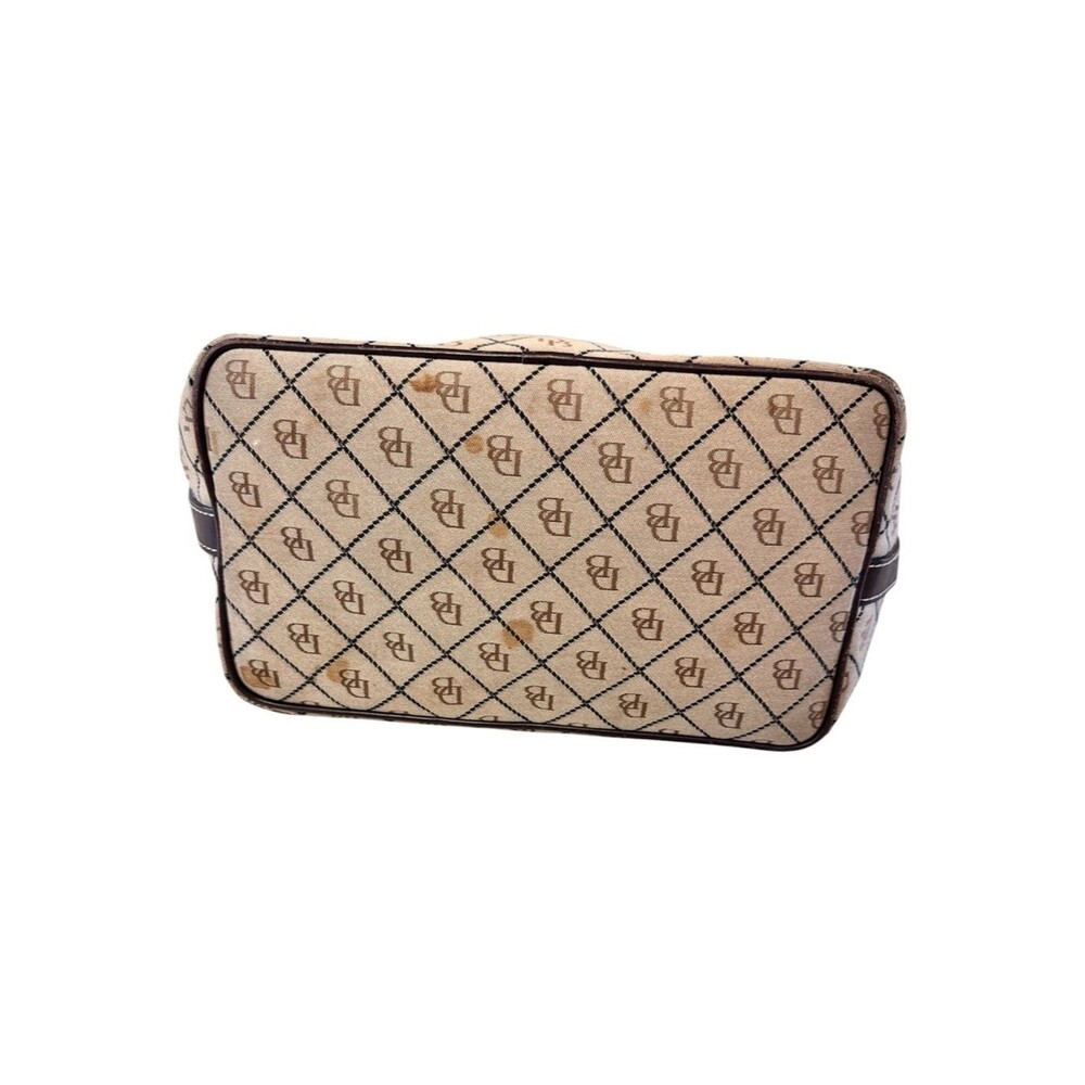 DOONEY & BOURKE Vintage Y2K Monogram Canvas Hobo Shoulder Brown Tan Leather Trim - Picture 4 of 8